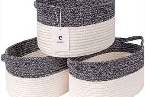 Laughbird Grey Woven Storage Basket Bins for Closet Shelving Storage&Organizing,Rope Nursery..