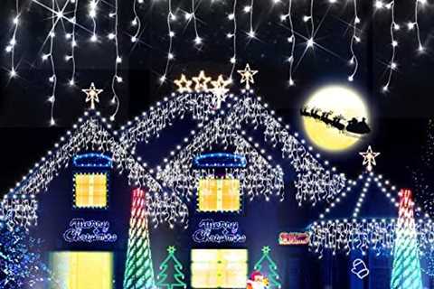 Christmas Lights 320 LED 33 FT Christmas Lights with 60 Drops Plug in 8 Modes Christmas Decorations ..