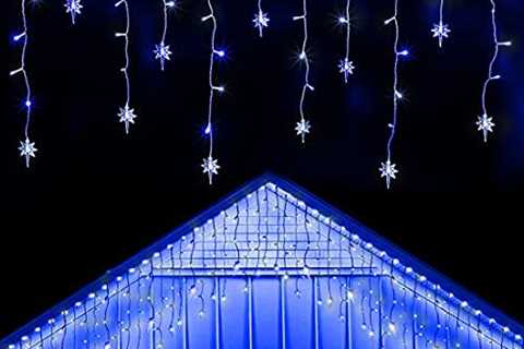 Twinkle Star Icicle Lights with Star, Outdoor Dripping Christmas Light with Bethlehem Star, 150LED..