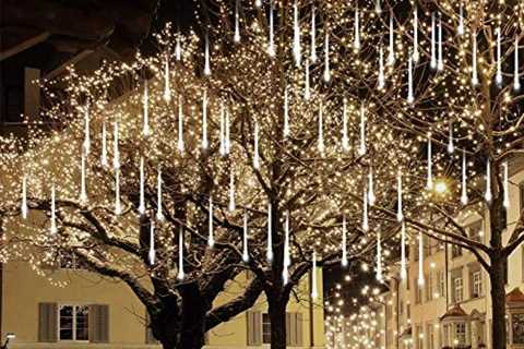 Cobbe Meteor Shower Falling Rain Lights Christmas Lights 8 Tubes 192 LED Icicle Snow Falling..