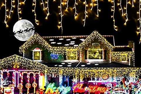 Maojia Christmas Lights Outdoor Decorations – 66 Feet 120 LED Curtain Fairy Lights with Remote,..